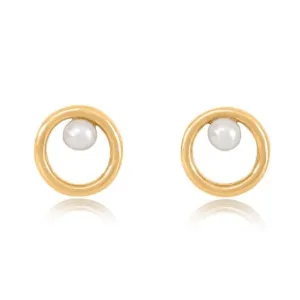 Credo gold circle studs with cultured freshwater pearls