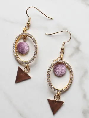 Crystal Hoop Velvet Dangle Earrings-18K Gold Plated