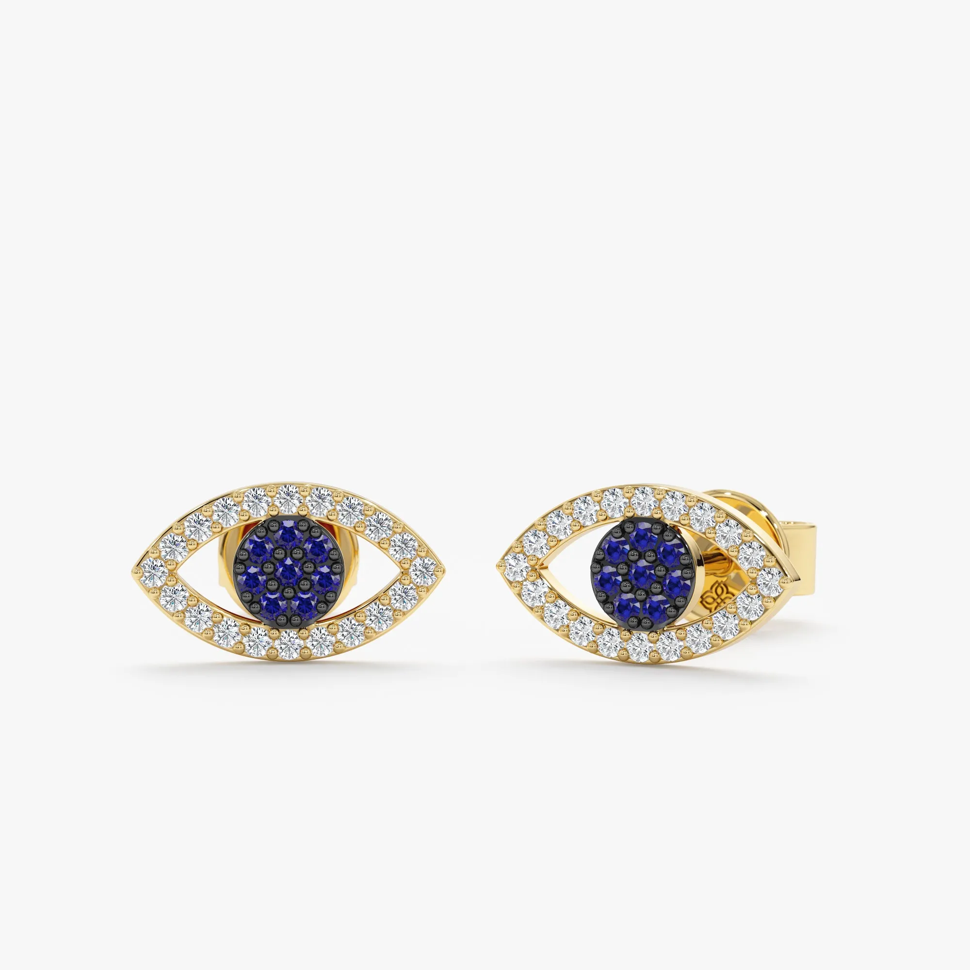 Diamond & Sapphire Eye Stud Earrings, Paisley