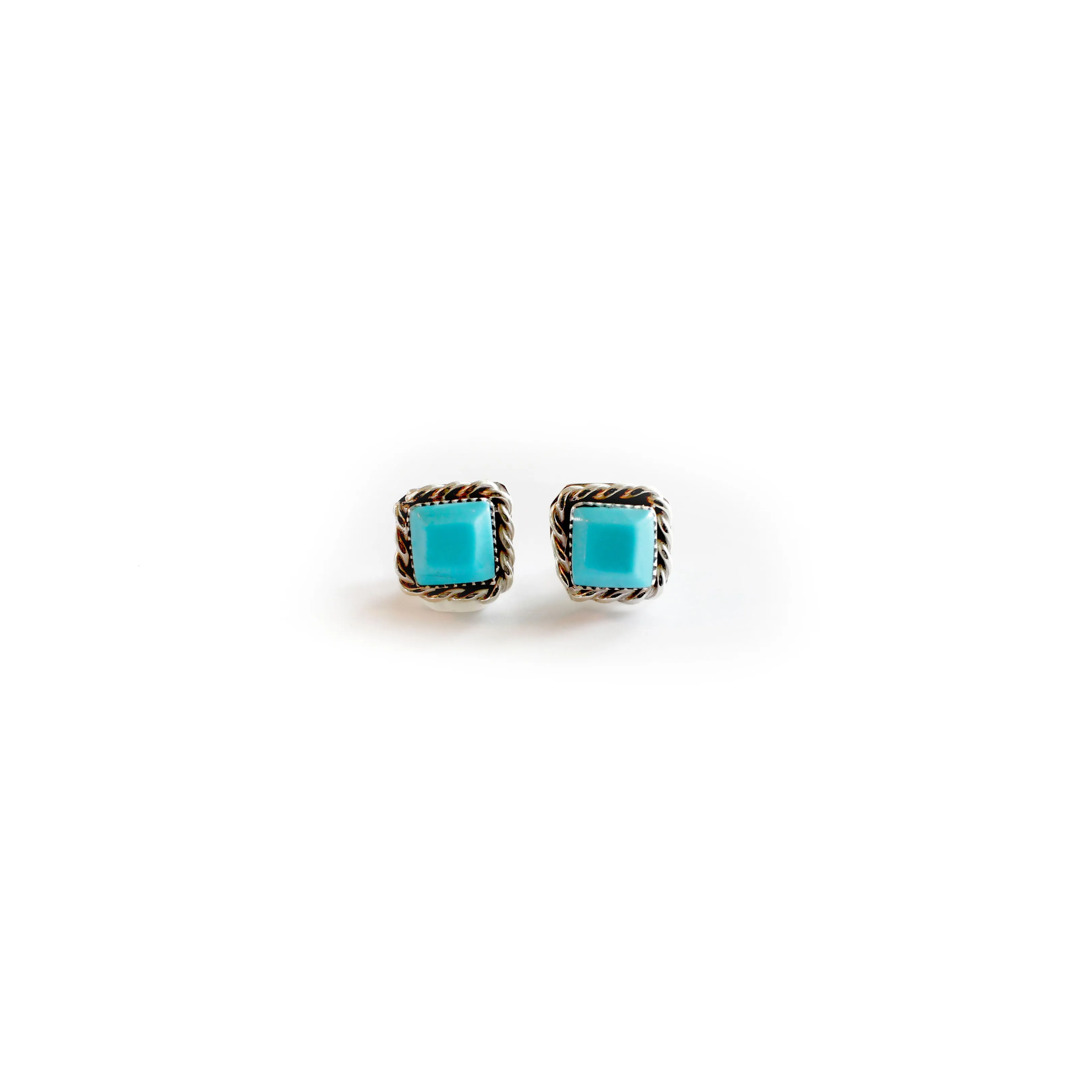 Double Twist Square Studs - Turquoise