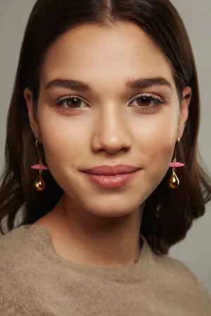 Enamel Lips and Gold Plated Drop Earrings