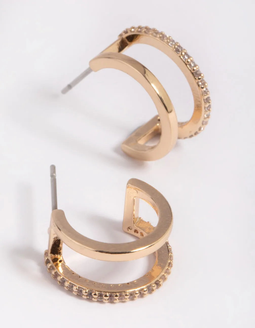 Gold Cubic Zirconia Hoop Earrings