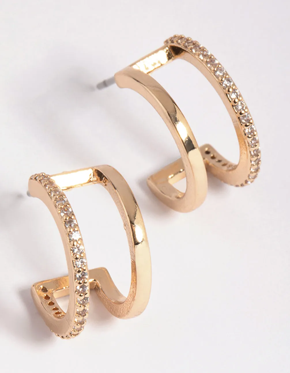 Gold Cubic Zirconia Hoop Earrings