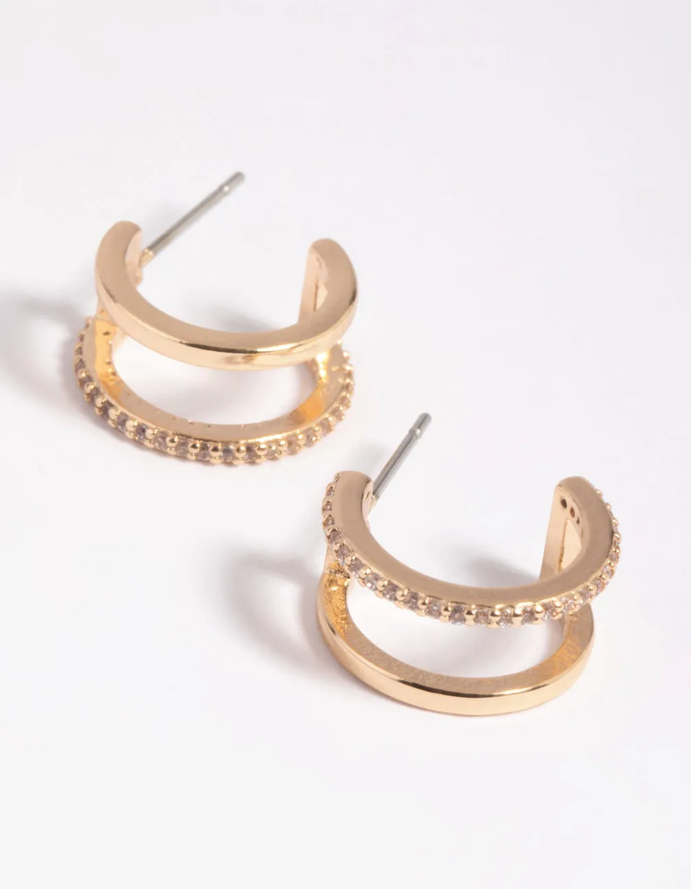 Gold Cubic Zirconia Hoop Earrings