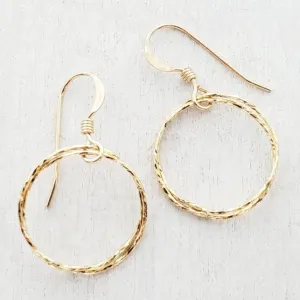 Gold Diamond Cut Circle Earrings