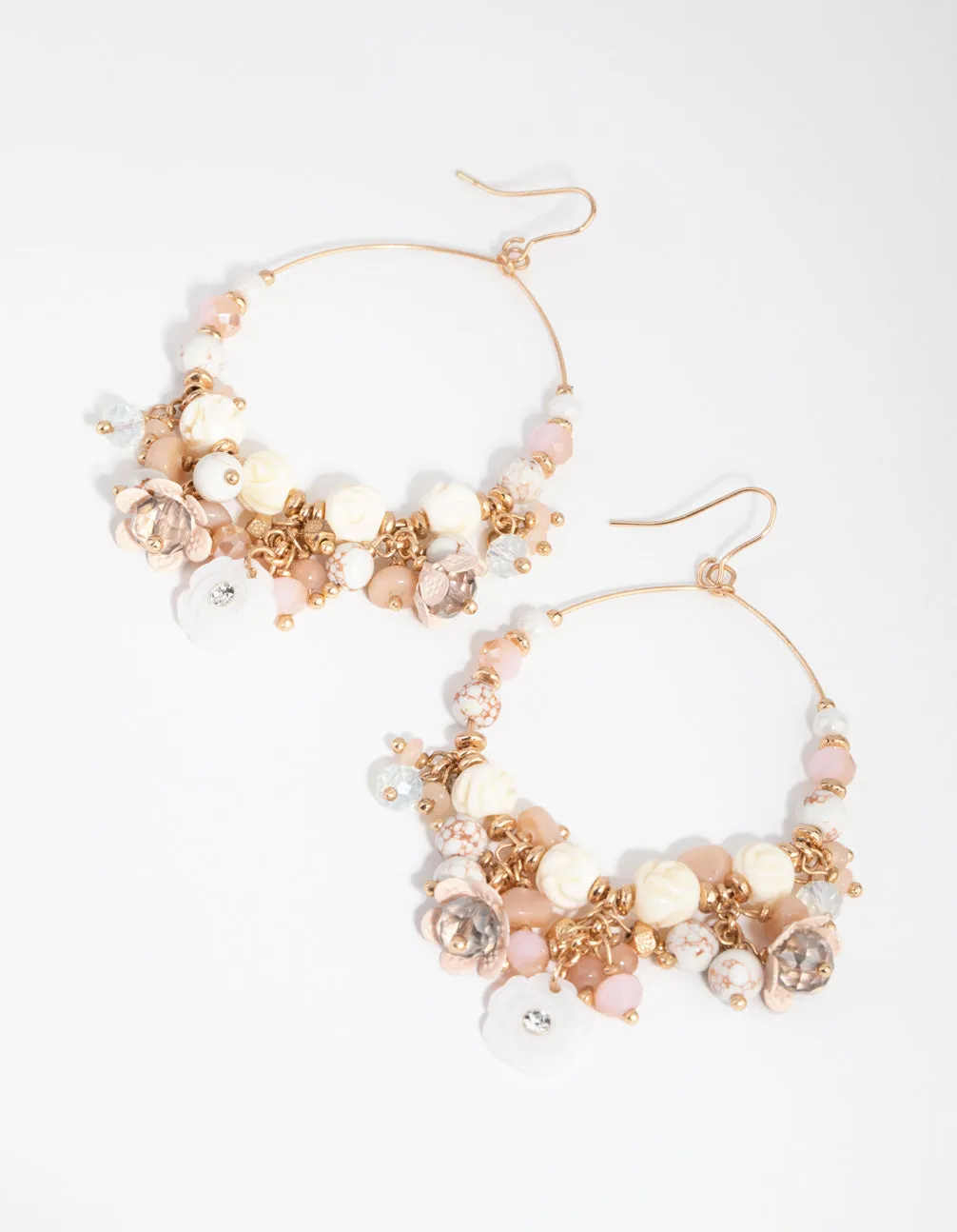 Gold Large Flower Cluster Drop Earrings