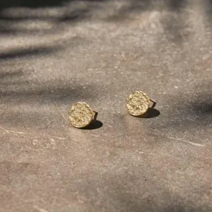 Gold Plated Hammered Disc Stud Earrings