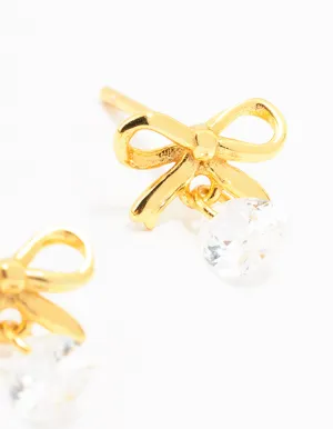 Gold Plated Sterling Silver Bow & Pear Earrings