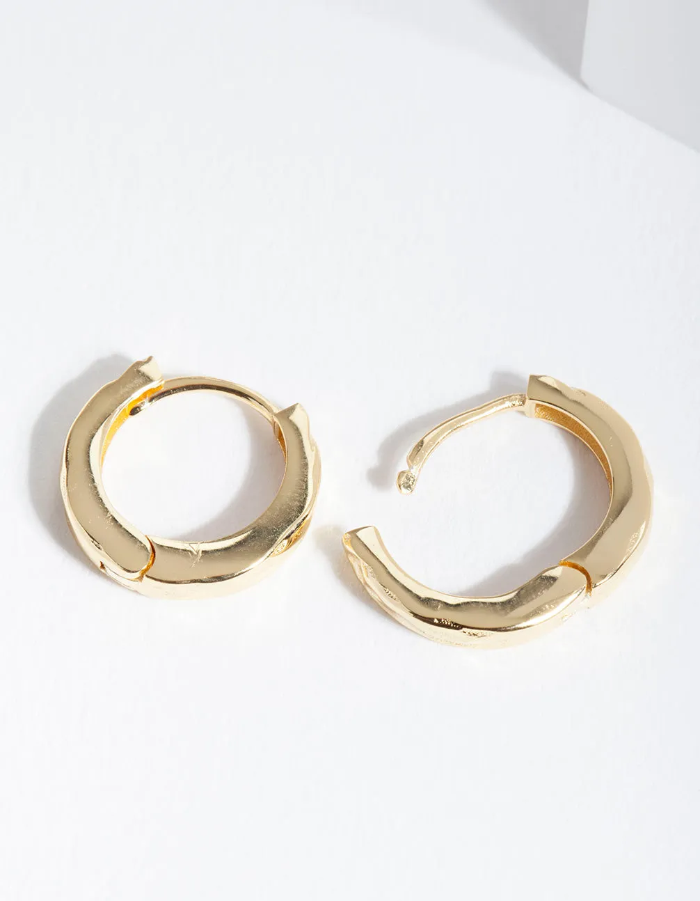 Gold Plated Sterling Silver Textured Huggie Earrings