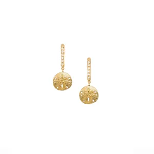 Gold Sand Dollar Hoop Earrings