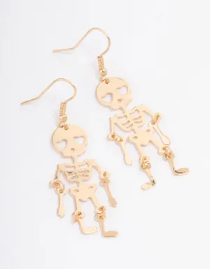 Gold Skeleton Drop Earrings