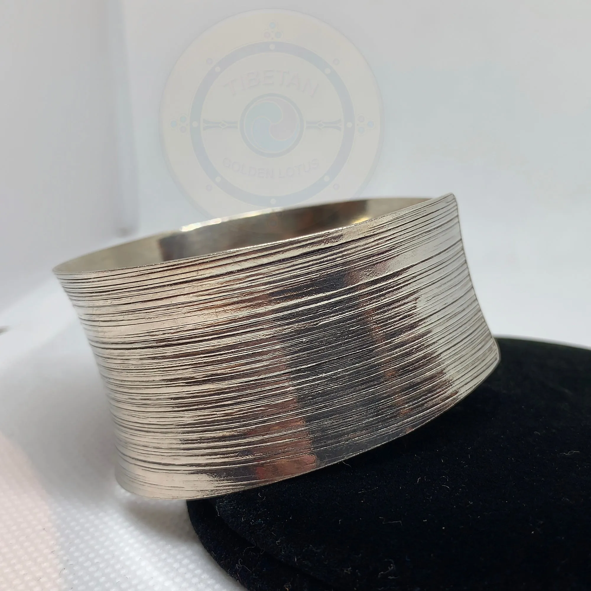 Handmade scratched lines Sterling Silver Cuff/bangle Bracelet