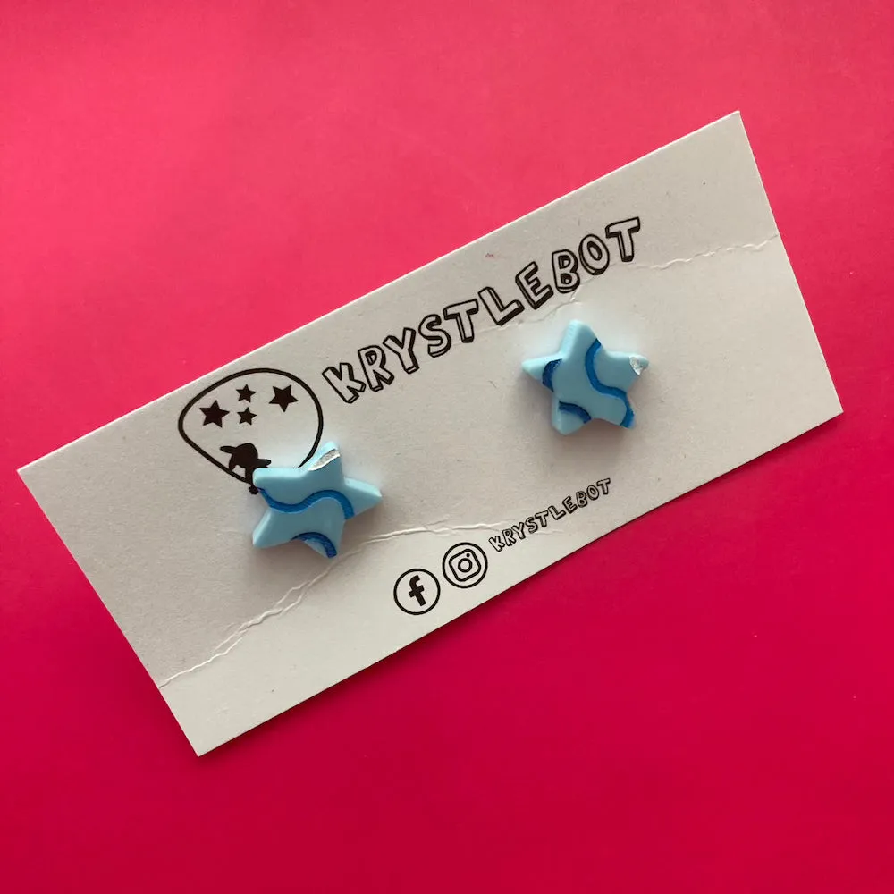 Krystlebot Squiggle Star Studs - Blue