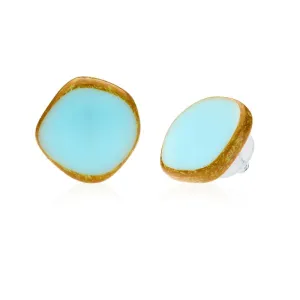 Light Sky Blue Circle Glass Beaded Large Stud Earrings