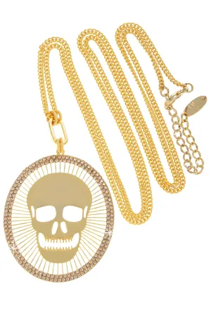 LK DESIGNS SKULL Round Gold Pendant