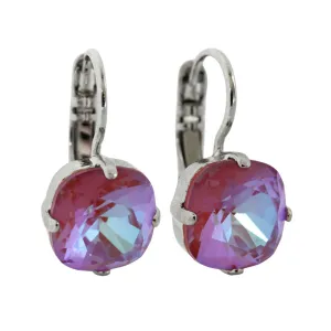 Mariana "Sun-Kissed Blush" Rhodium Plated Small Cushion Cut Crystal Earrings, 1470/1 168ro