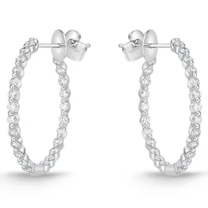 Memoire 18k White Gold Aura Diamond Hoop Earrings