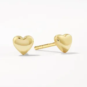 Micro Heart Stud Earrings in 10k  Gold