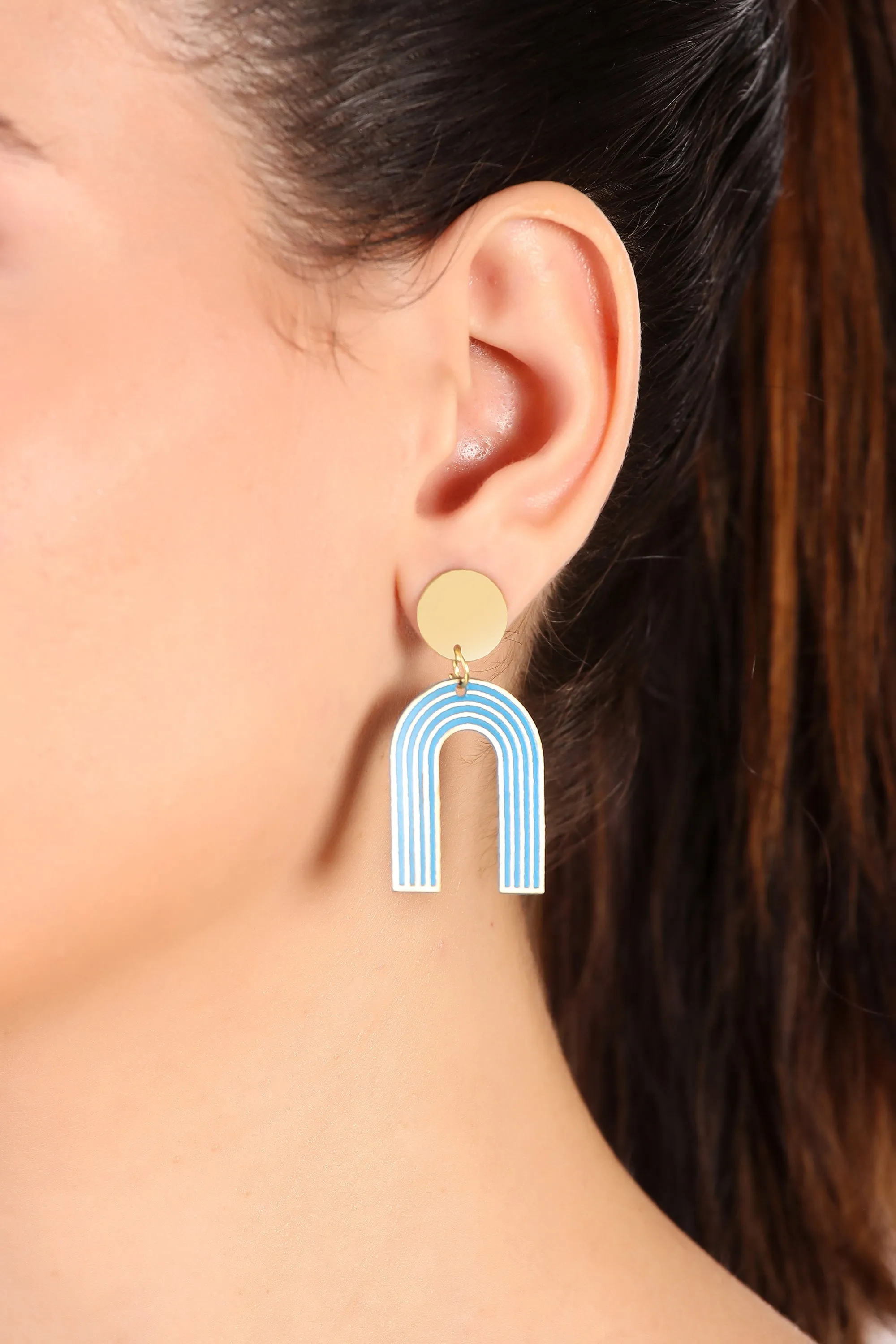 Mode earrings, blue - Wholesale