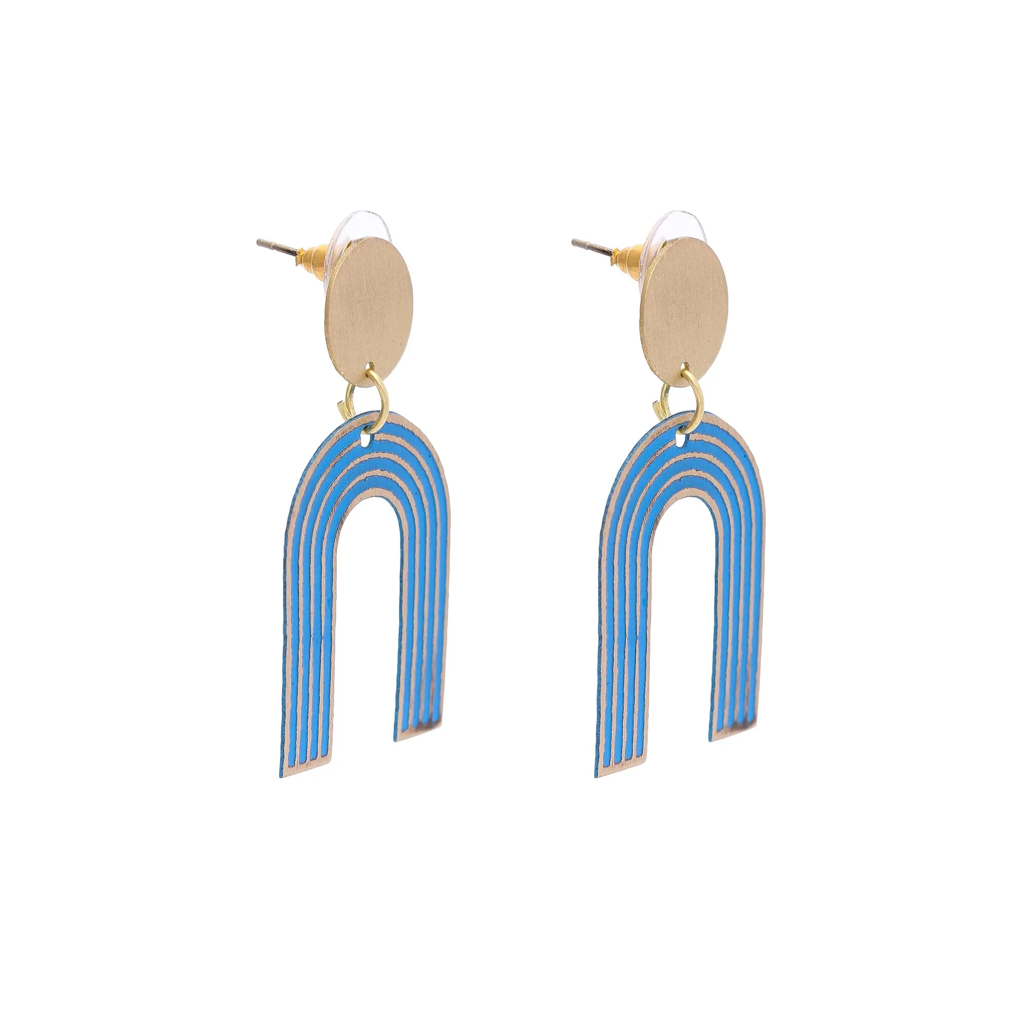 Mode earrings, blue - Wholesale