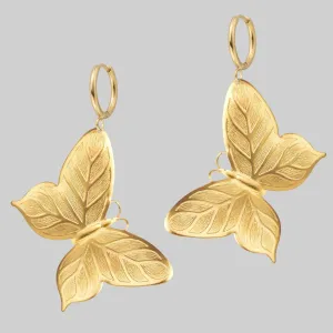 NEW DAWN. Huge Butterfly Hoop Earrings - Gold