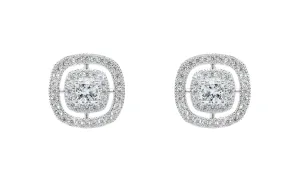 Noelle 18k White Gold Plated Halo Crystal Stud Earrings