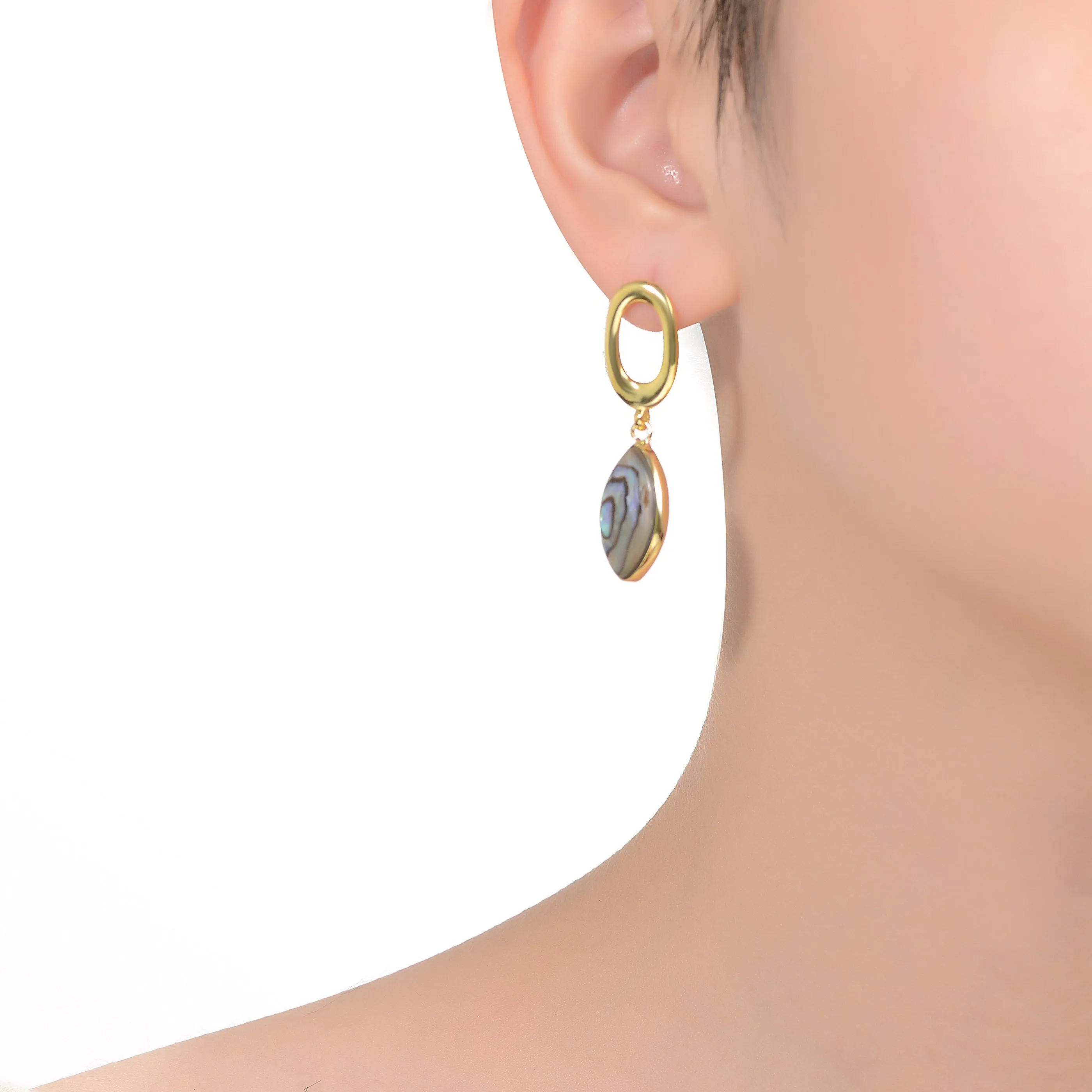 Océan Curvy Abalone Drop Earrings