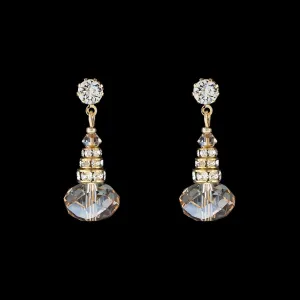 Oval Crystal Drop Earrings with Rondelles