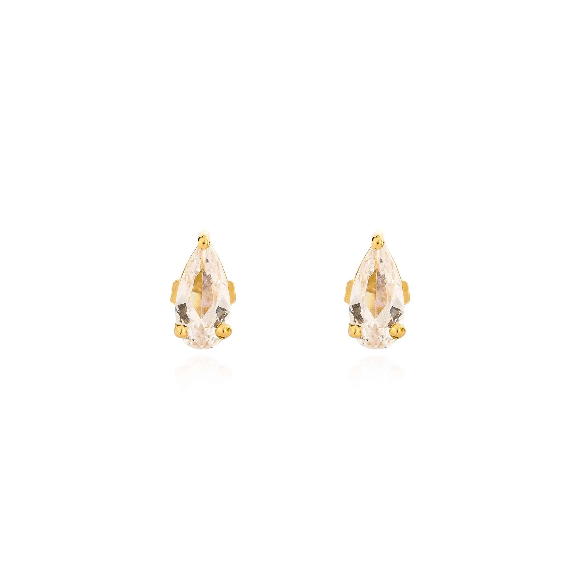 Pear Stud Earrings - Gold