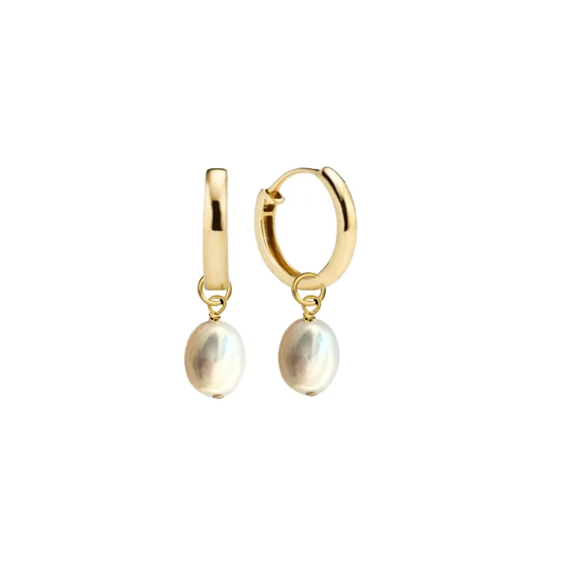 Pearl Charm Huggie Hoop Earrings Gift Set