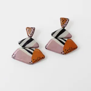 Pink Triple Stacked Decoupage Teagan Earrings