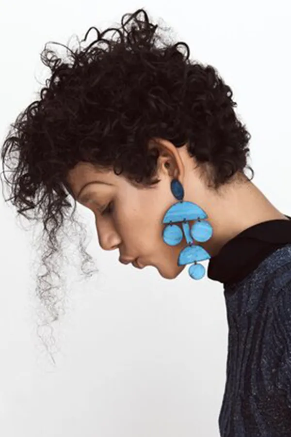 Pom Pom Blue Earrings