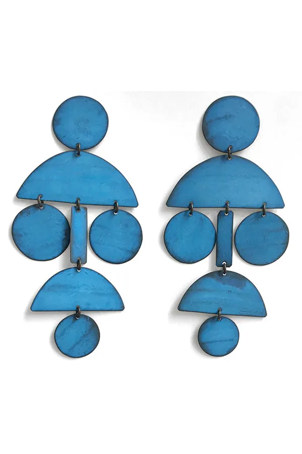 Pom Pom Blue Earrings