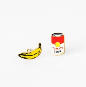 Pop Art Banana and Soup Earrings