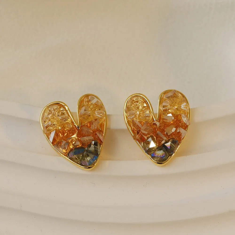 Pre Order:  French Vintage Gold Crystal Sparkling Earrings