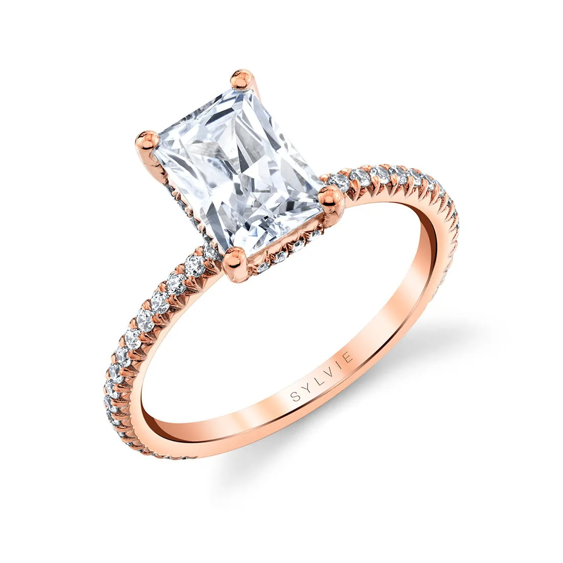 Radiant Cut Classic Engagement Ring - Maryam 18k Gold Rose