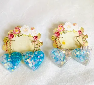 Resin Collection-Hearts in Pink/ Pink Heart Resin Earrings