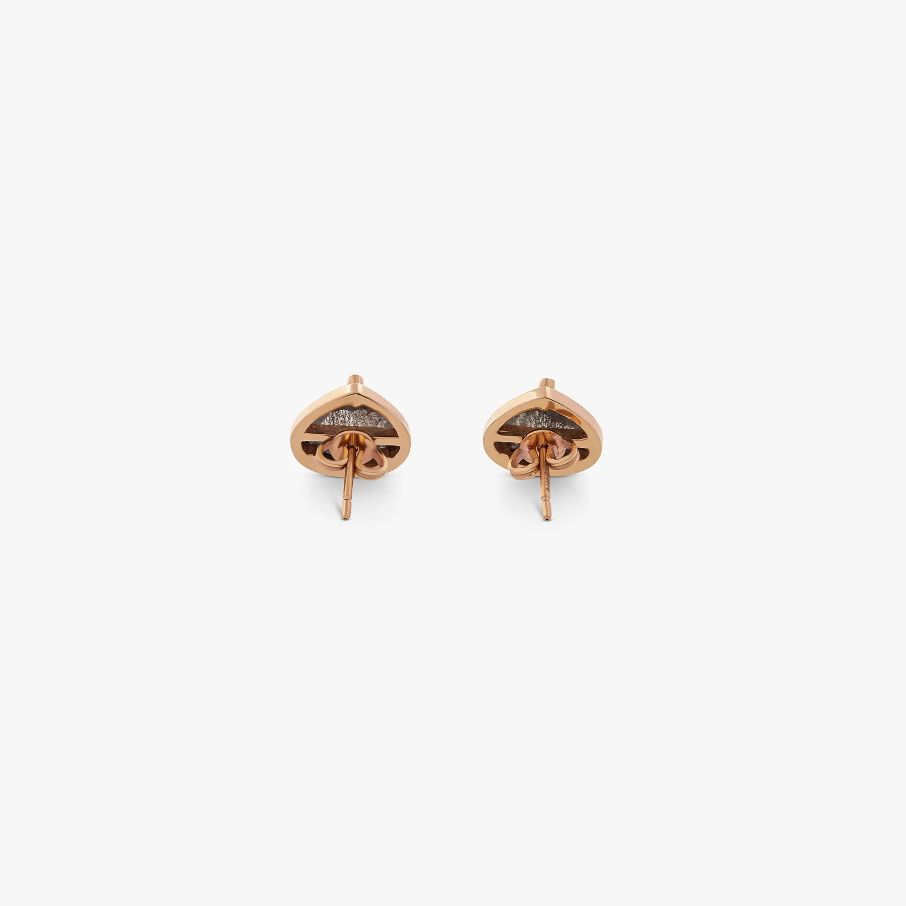 Rose cut pear stud earrings in 18K rose gold and grey diamonds