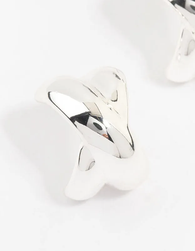 Silver Plated X Cross Stud Earrings