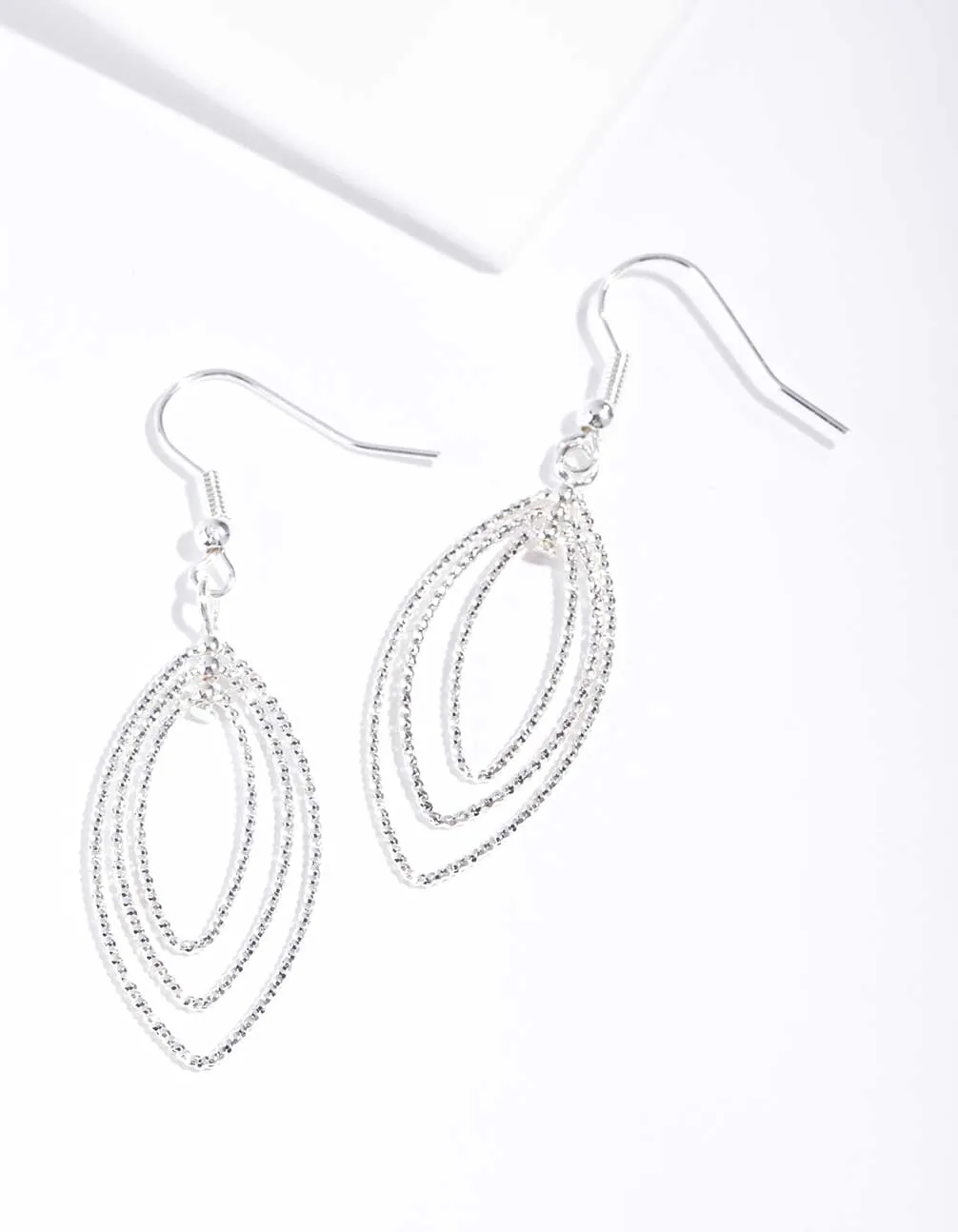 Silver Textured Layered Geo Earrings