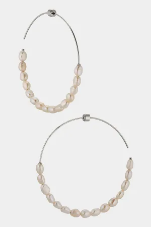 SIREN PEARL WIRE HOOP EARRINGS