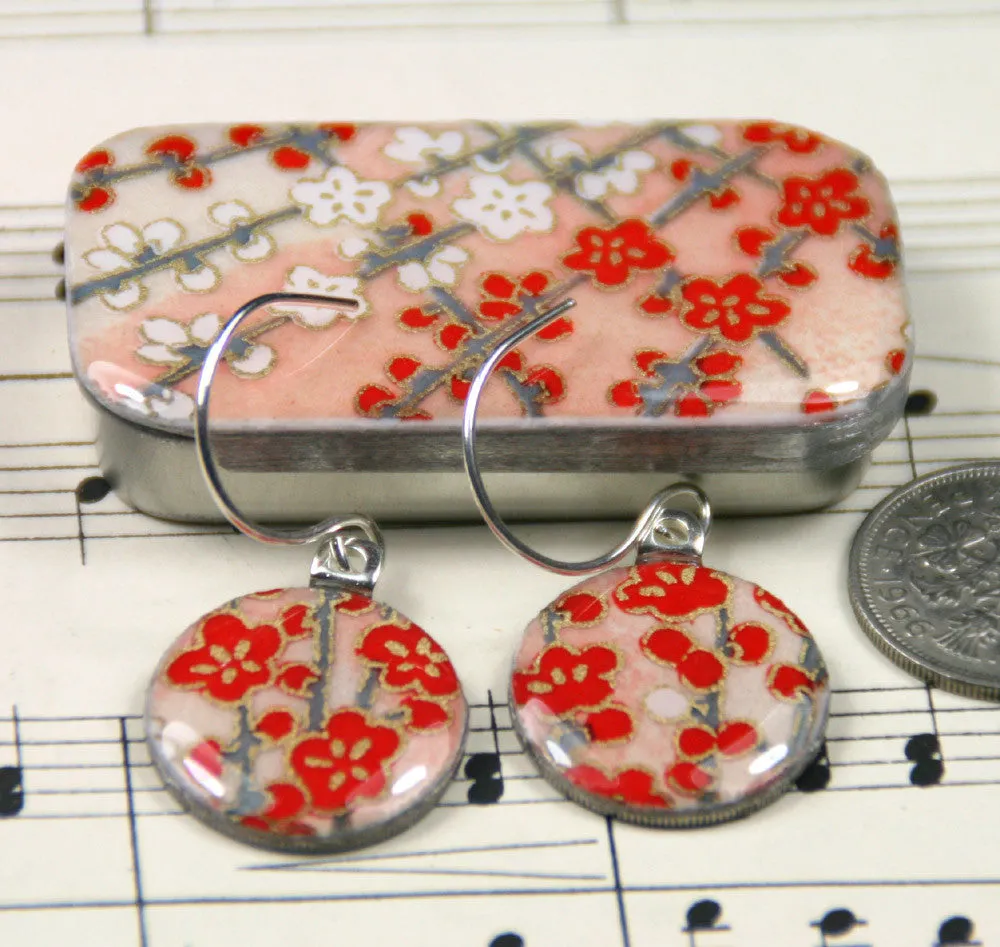 Sixpence Earrings and Teeny Tiny Tin Sunset Pink Blossom