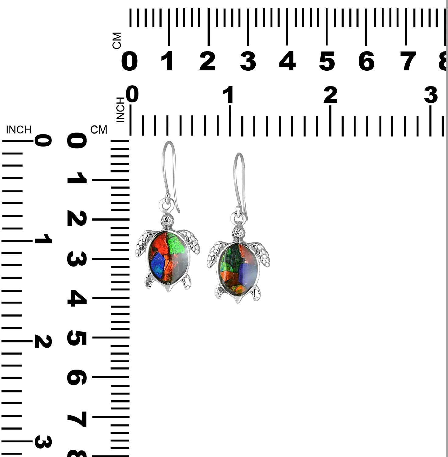 Starborn Canadian Ammolite Turtle Earrings in 925 Sterling Silver