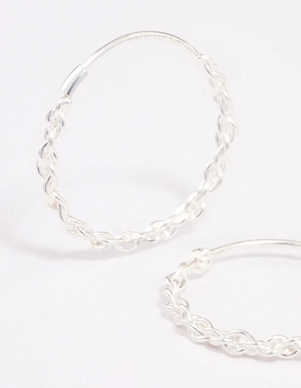 Sterling Silver Chain Hoop Earrings