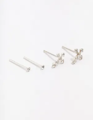 Sterling Silver Cubic Zirconia Cross Stud Earring Pack