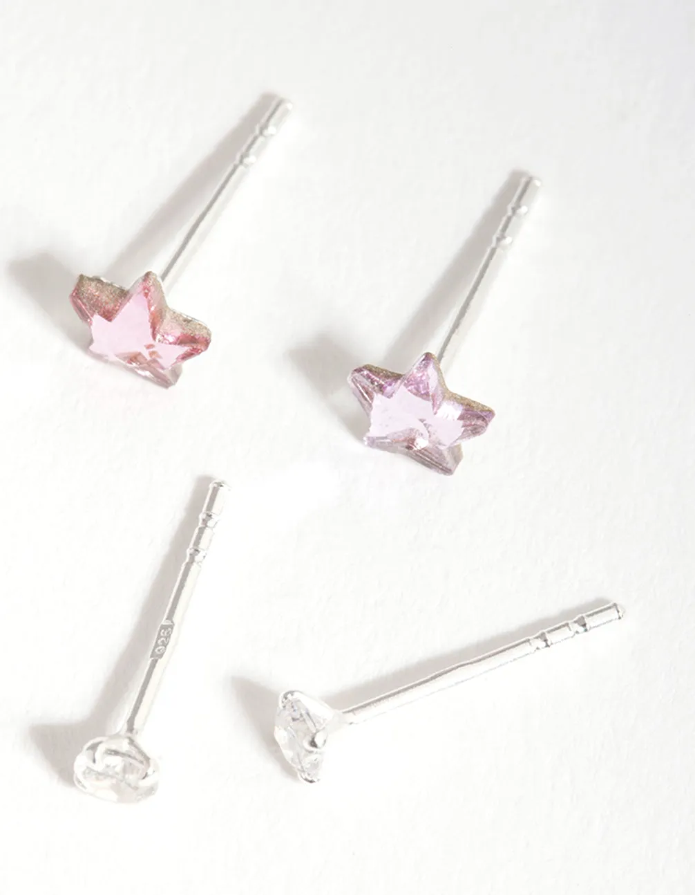 Sterling Silver Pink Star Earring Pack