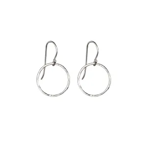 Thin Hammered Silver Circle Earrings