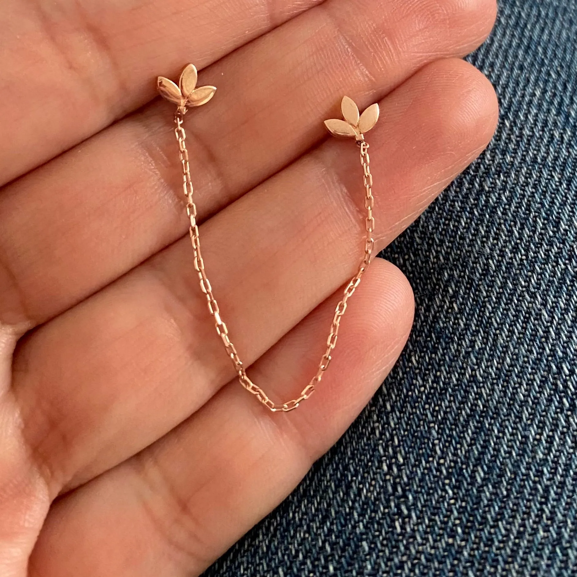 Twin earrings with chains - Sold as single Item