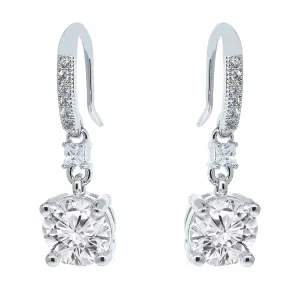 Valerie 18k White Gold Plated Drop Earrings with CZ Crystals