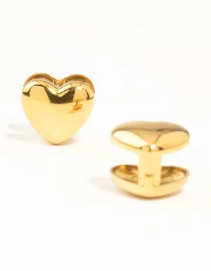 Waterproof Gold Plated Stainless Steel Sandwich Heart Huggie Earrings